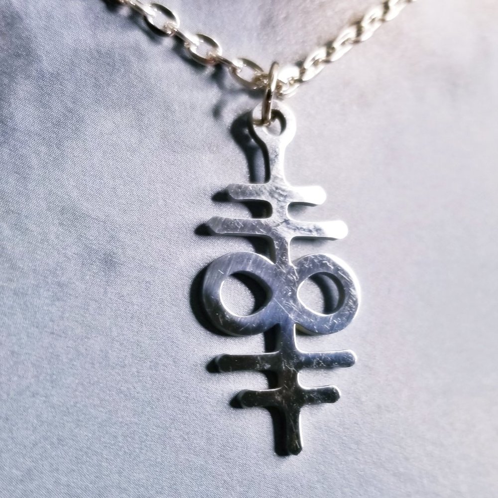 Double Leviathan Cross Silver Necklace - Picture 2 of 3